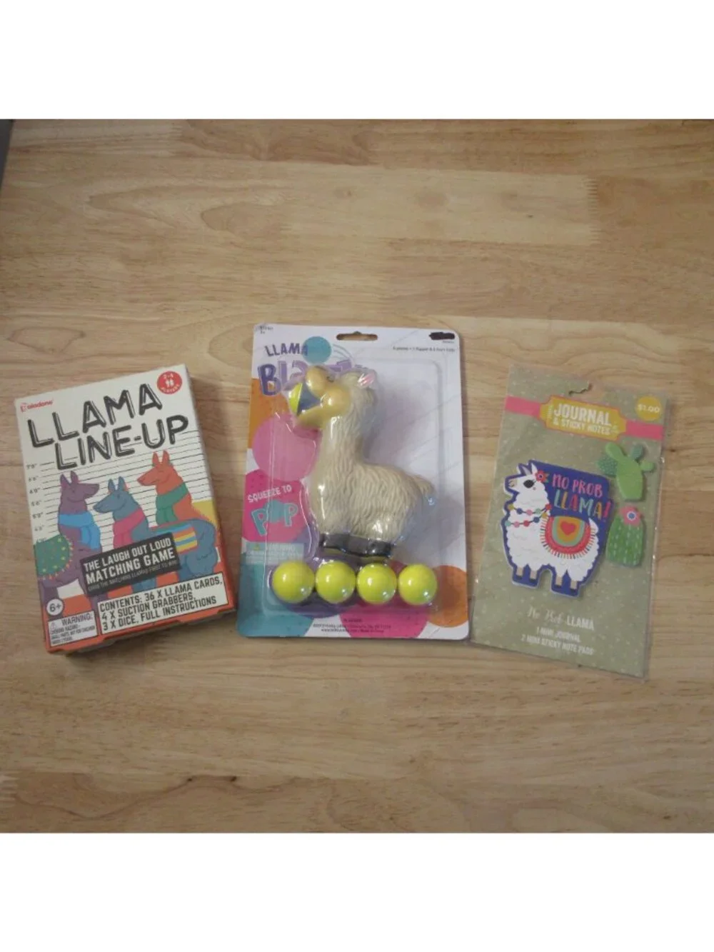 Lot of 3 Llama Gifts - Llama Line-up - Llama Blaster - Journal & Sticky Notes